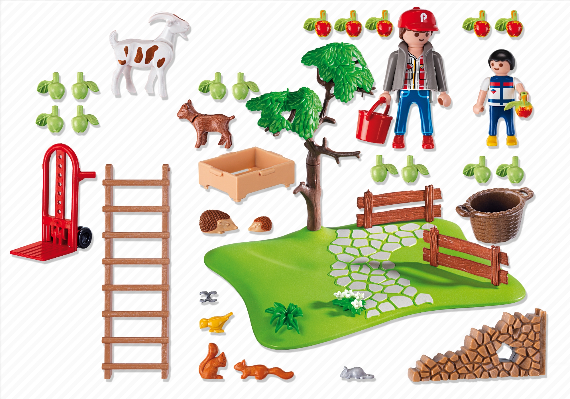 playmobil 4146 Apple Harvest Orchard Compact Set Farm goat kid dad bird ...